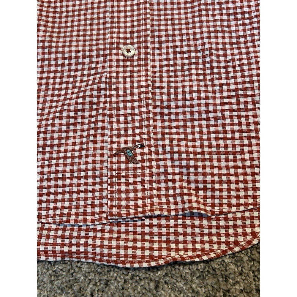 NWT Genteal Performance Button Down Mens SMALL Long Sleeve Plaid Gingham RED‎ - Picture 5 of 8